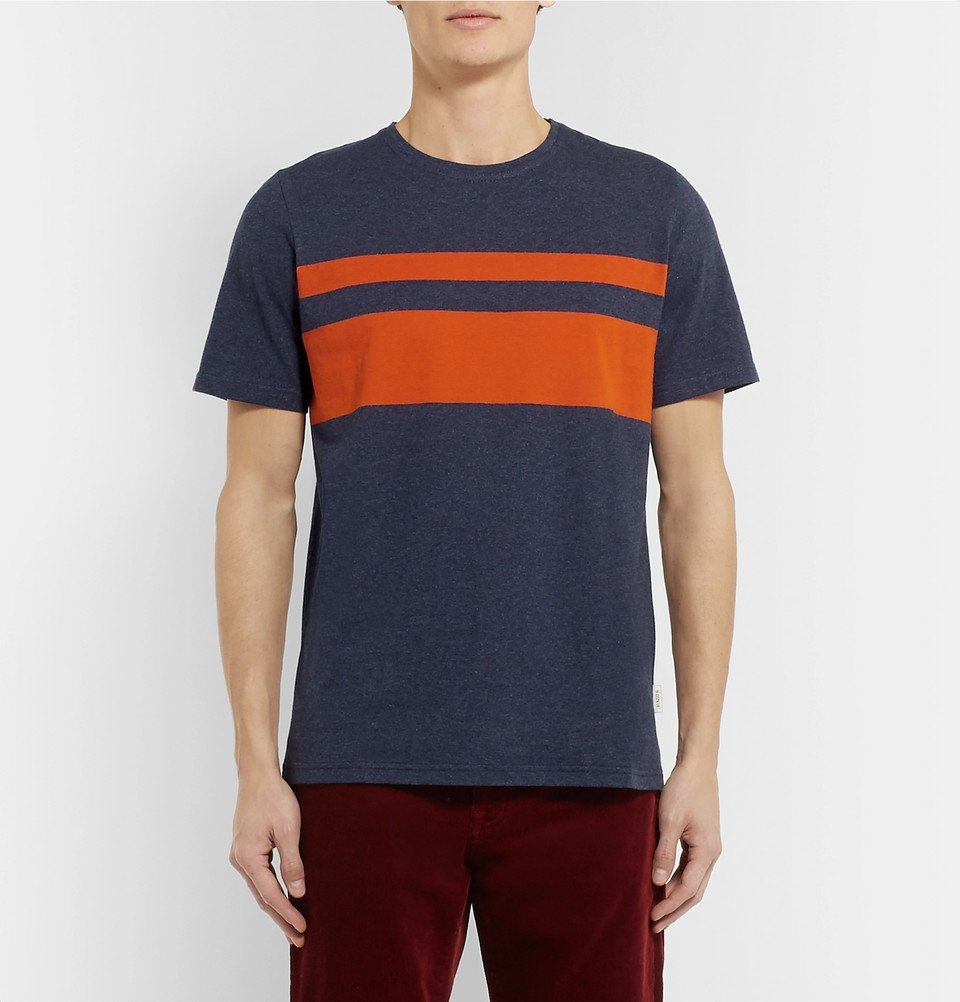 Oliver Spencer - Conduit Striped Mélange Cotton-Jersey T-Shirt - Men - Navy