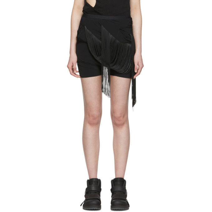 Rick Owens Black Easy Fringed Buds Shorts Rick Owens