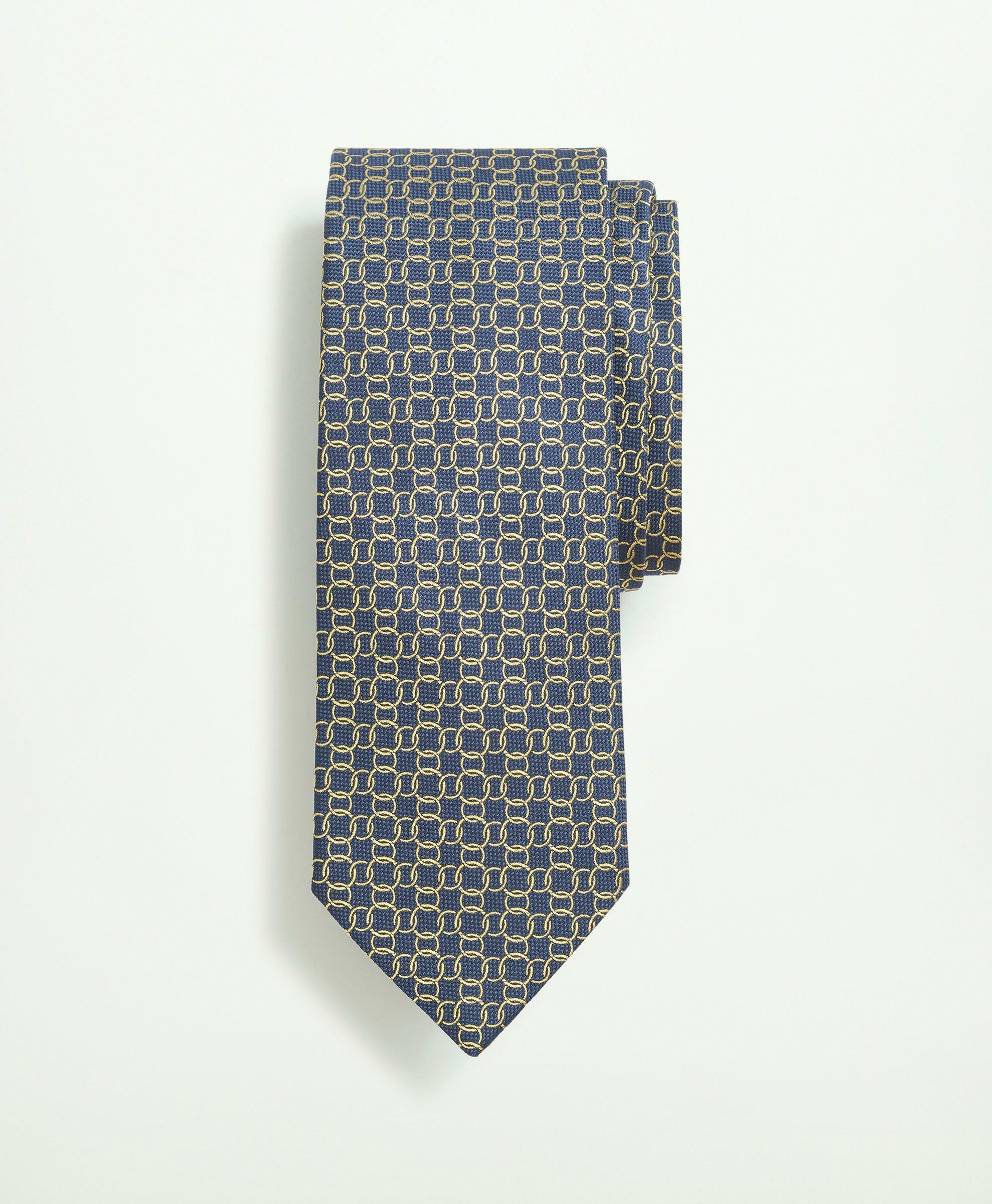 Brooks Brothers Men's Silk Circle Link Pattern Tie | Yellow