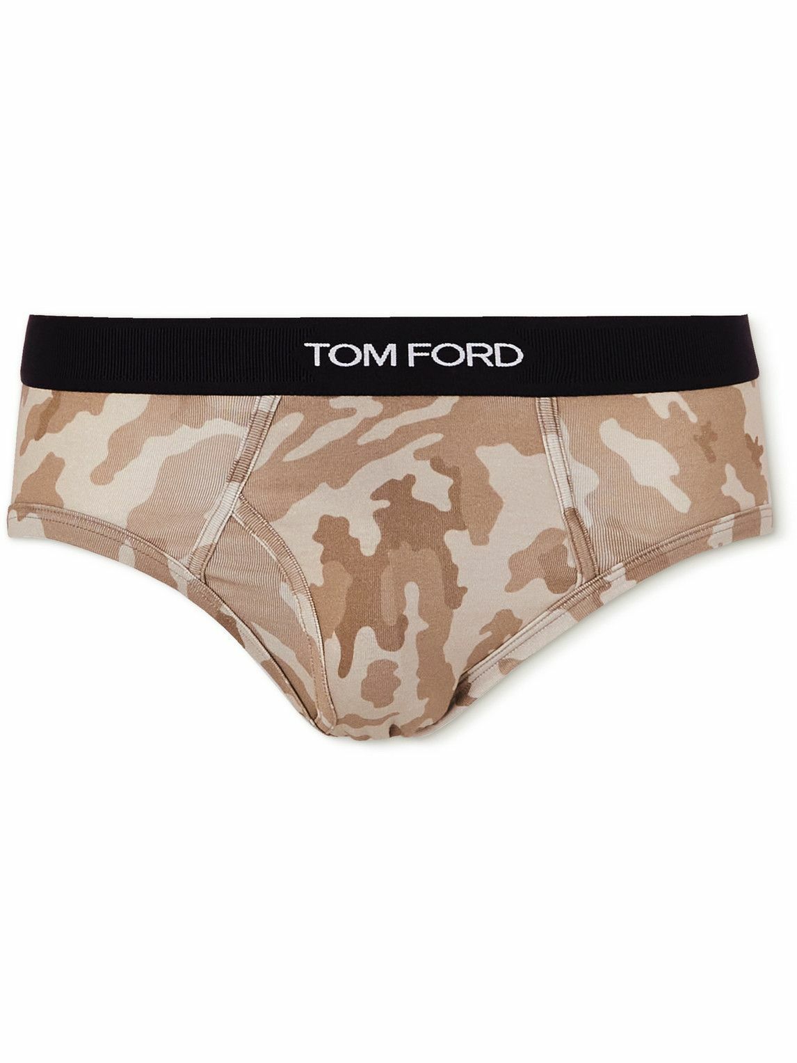 Tom Ford Camouflage Print Stretch Cotton Briefs Neutrals Tom Ford