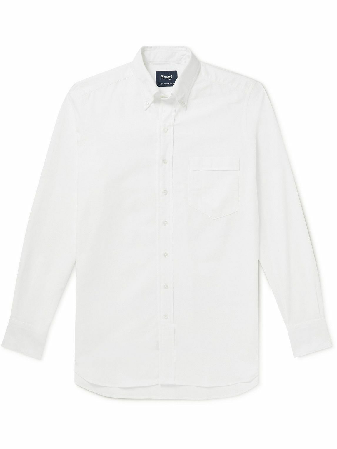 Drake's - Button-Down Collar Cotton Oxford Shirt - White Drake's