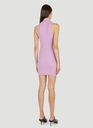 Zip Front Ribbed Knit Dress in Pink