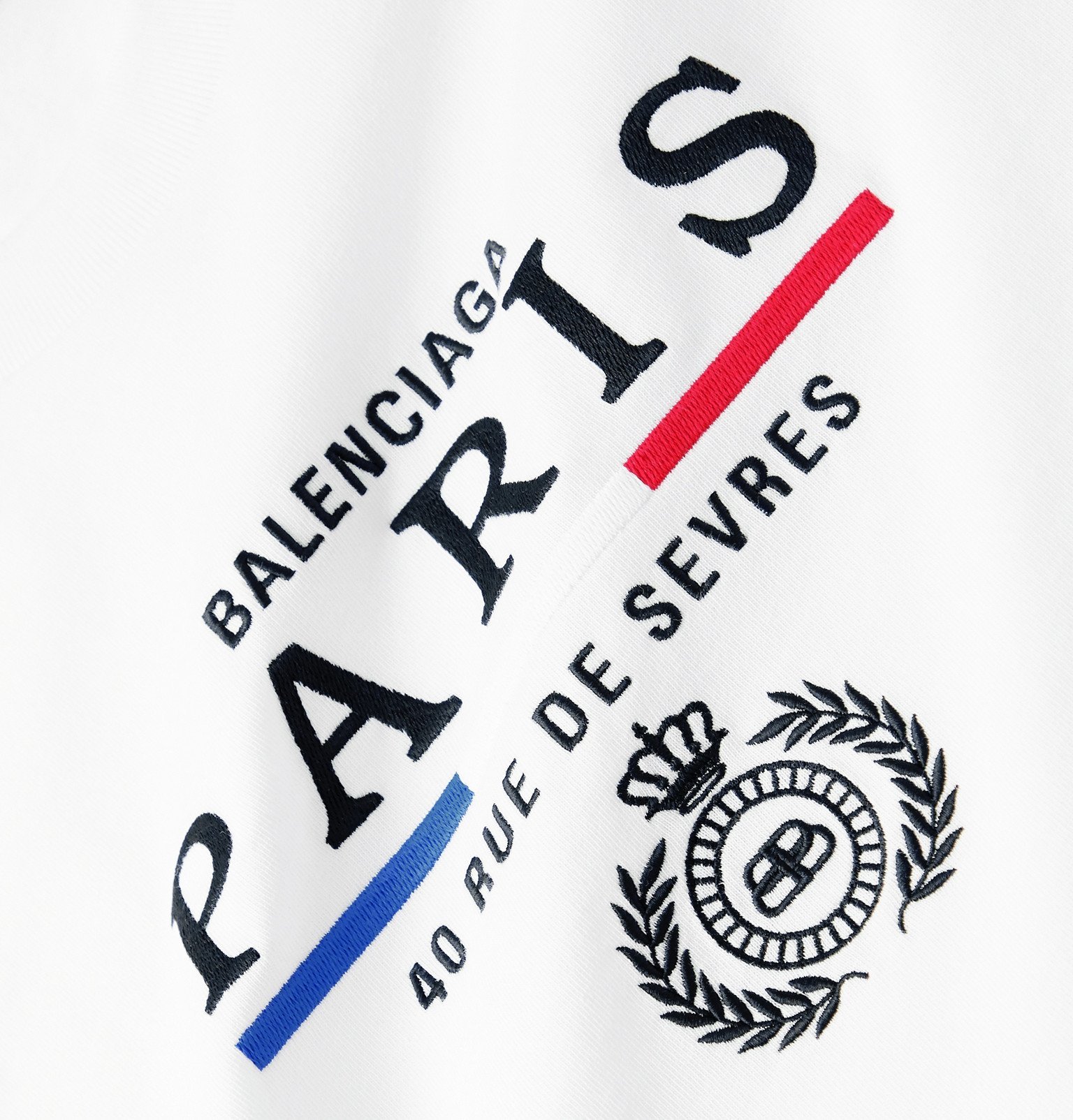 Balenciaga - Paris Flag Logo-Embroidered Cotton-Jersey T-Shirt - White ...