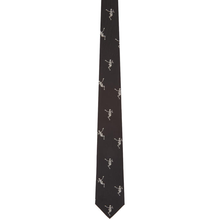 Alexander McQueen Black and Ivory Skeleton Tie Alexander McQueen