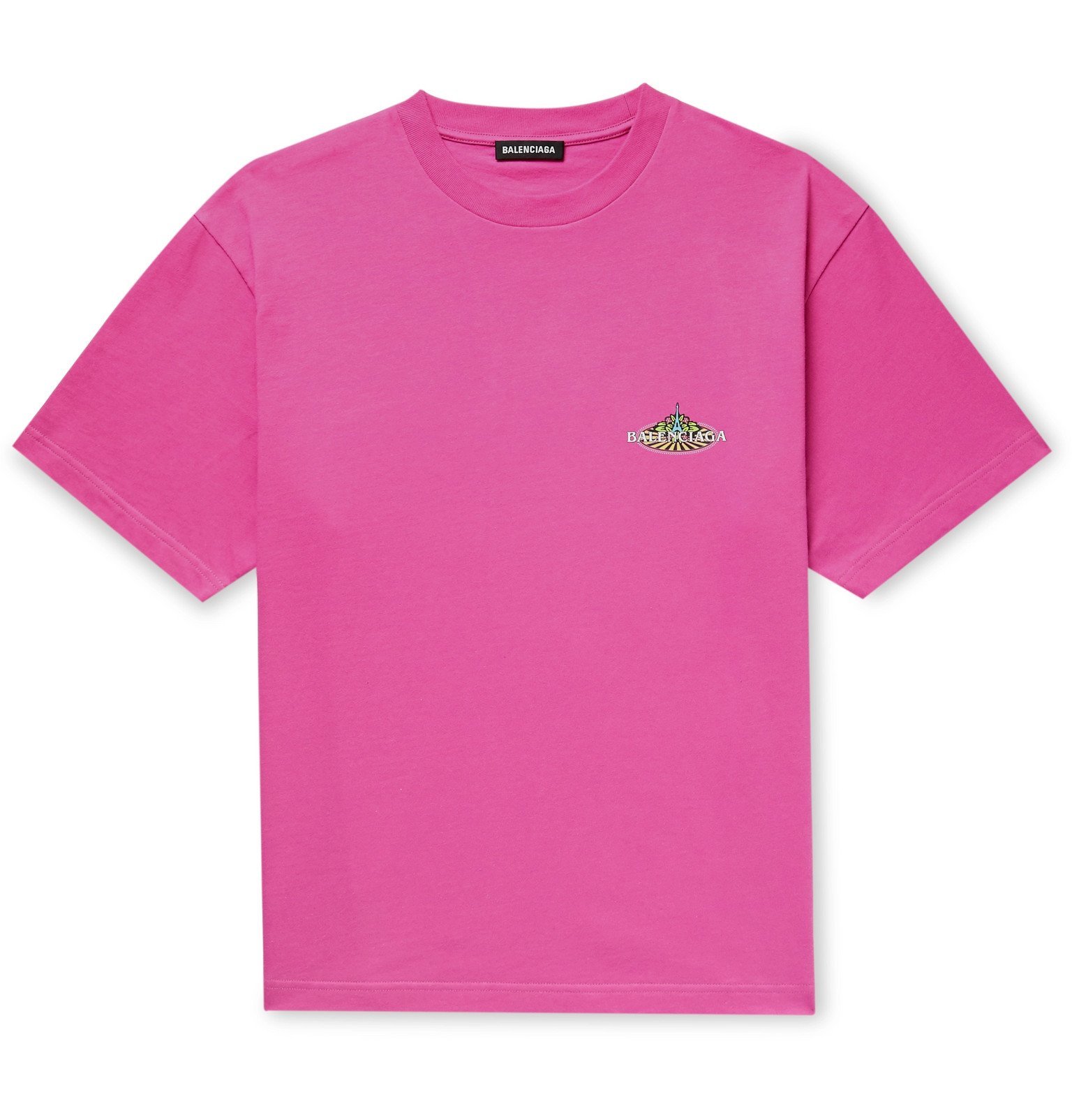 Balenciaga - Bonjour Paris Logo-Print Cotton-Jersey T-Shirt - Pink ...