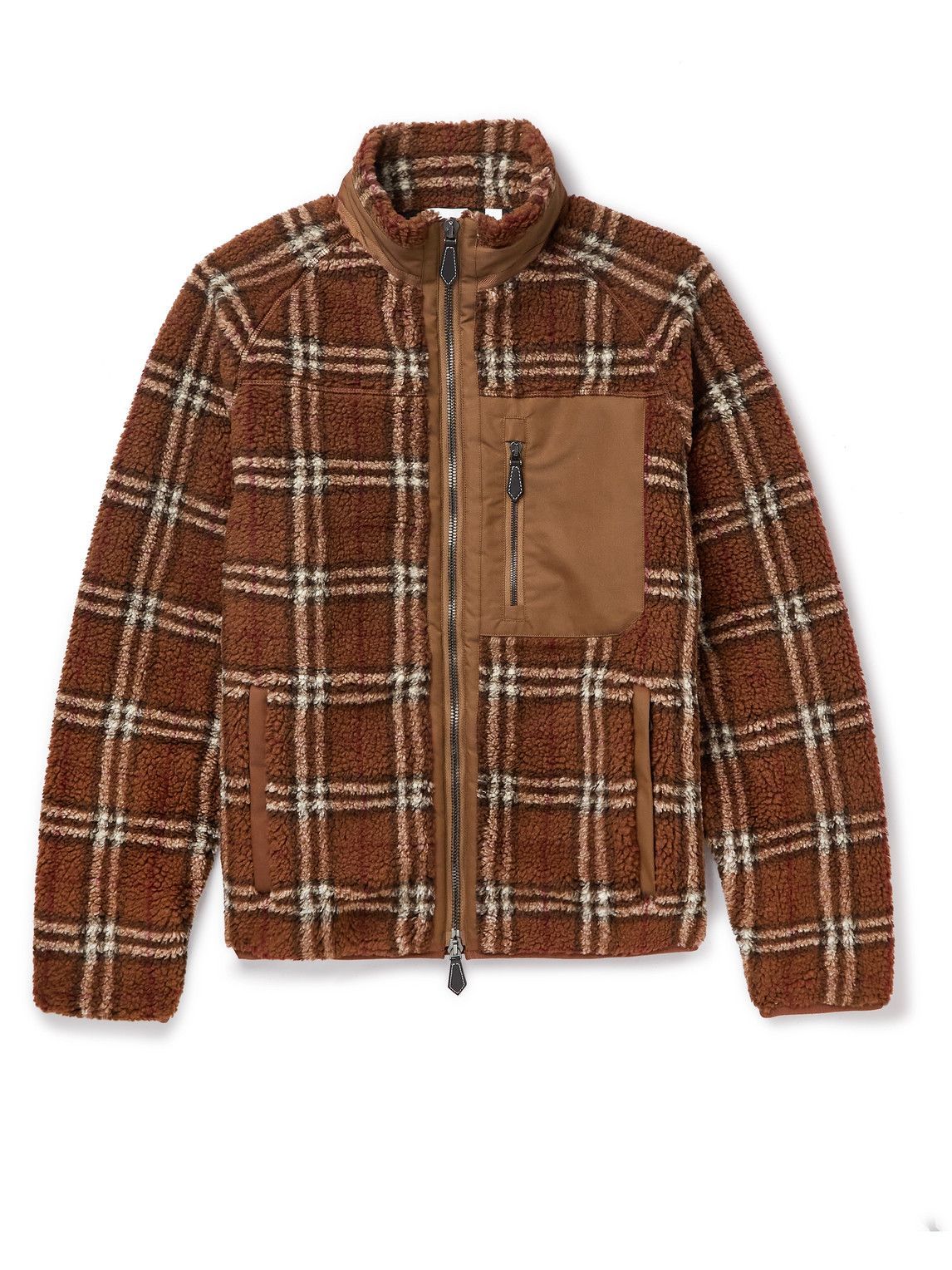 Photo: Burberry - Twill-Panelled Checked Fleece Jacket - Brown