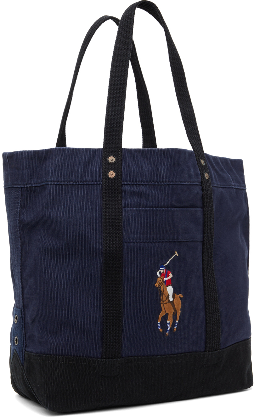 Polo Ralph Lauren Navy & Black Big Pony Tote Bag