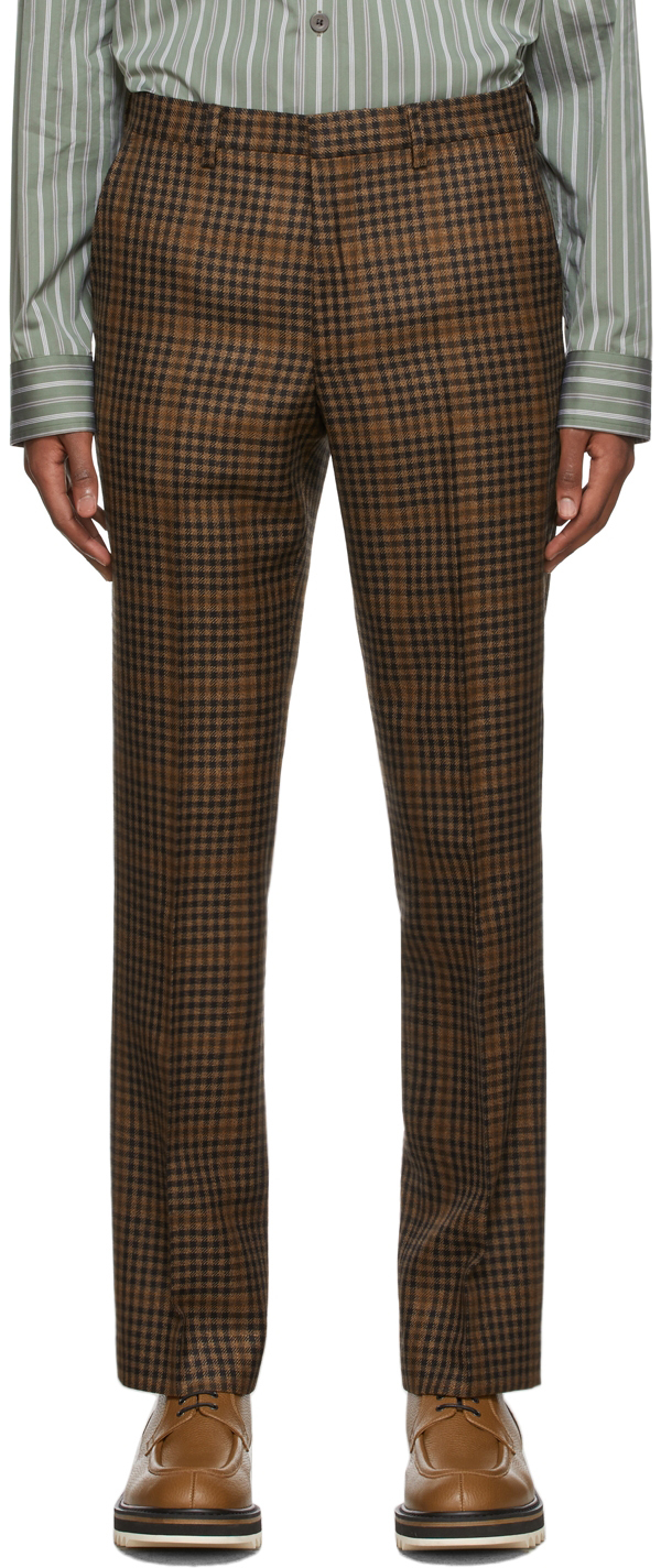 Dries Van Noten Brown Check Trousers 