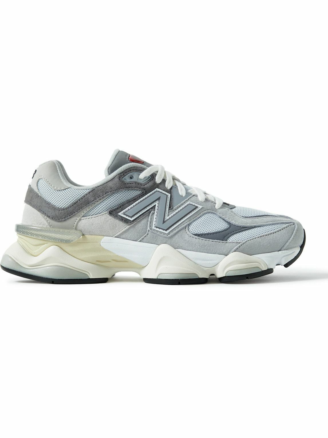 Photo: New Balance - 9060 Suede, Leather and Mesh Sneakers - Gray