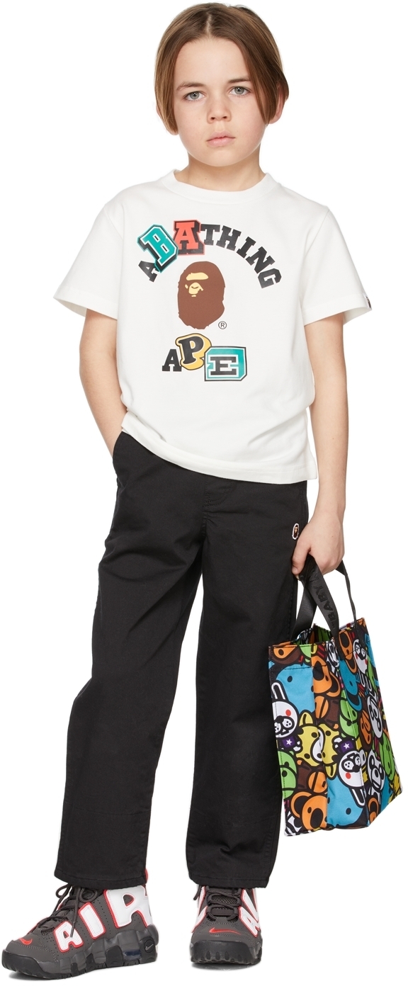 Photo: BAPE Kids White Multi Fonts College T-Shirt