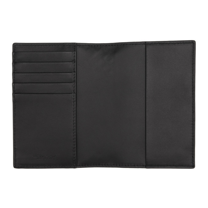 Bottega Black Intrecciato Passport Holder Bottega