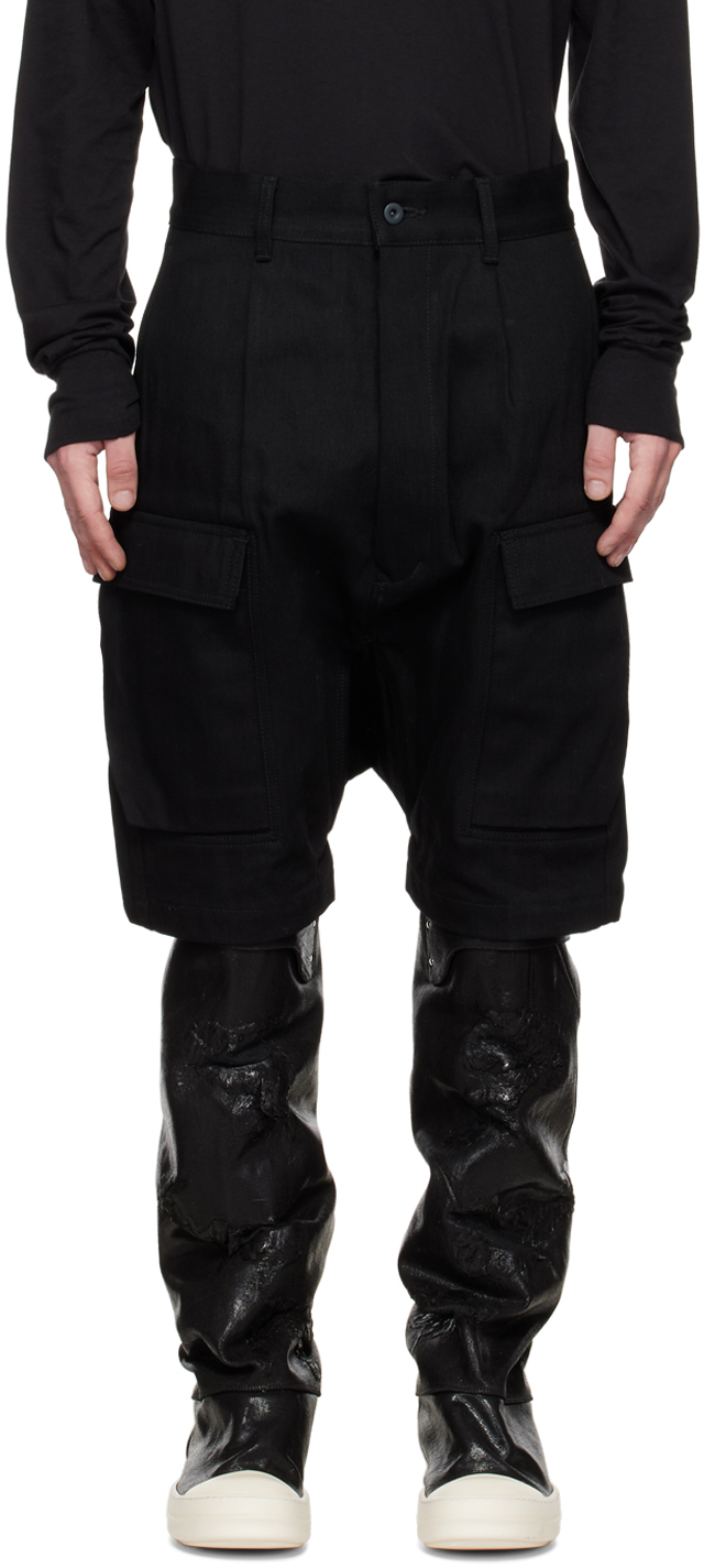 Rick Owens Drkshdw Black Denim Cargo Shorts Rick Owens Drkshdw