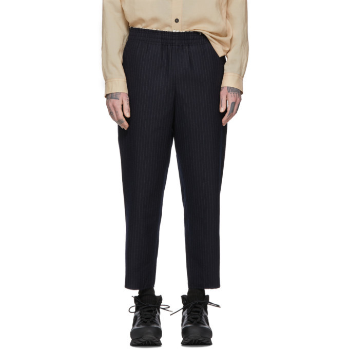 Camiel Fortgens Navy and White Pinstripe Grandma Trousers Camiel