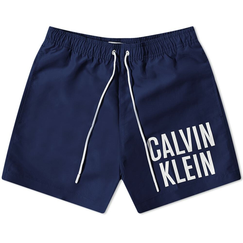 Calvin Klein Men's Large Logo Swim Short in Navy Iris Calvin Klein