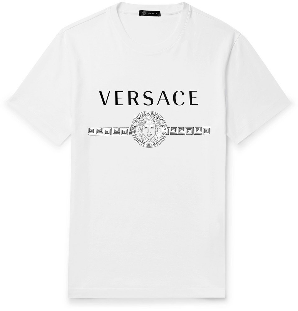 Versace SlimFit LogoPrint CottonJersey TShirt White Versace