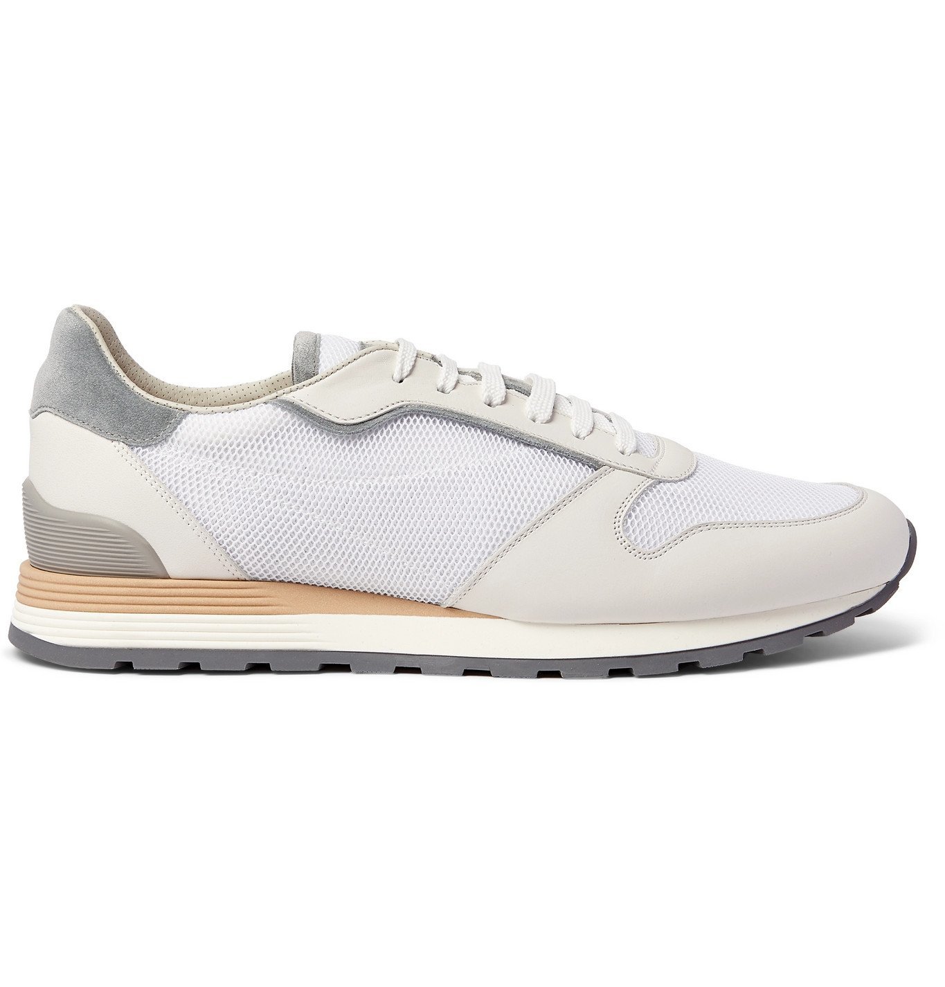 Brunello Cucinelli - Suede-Trimmed Mesh and Leather Sneakers - White ...