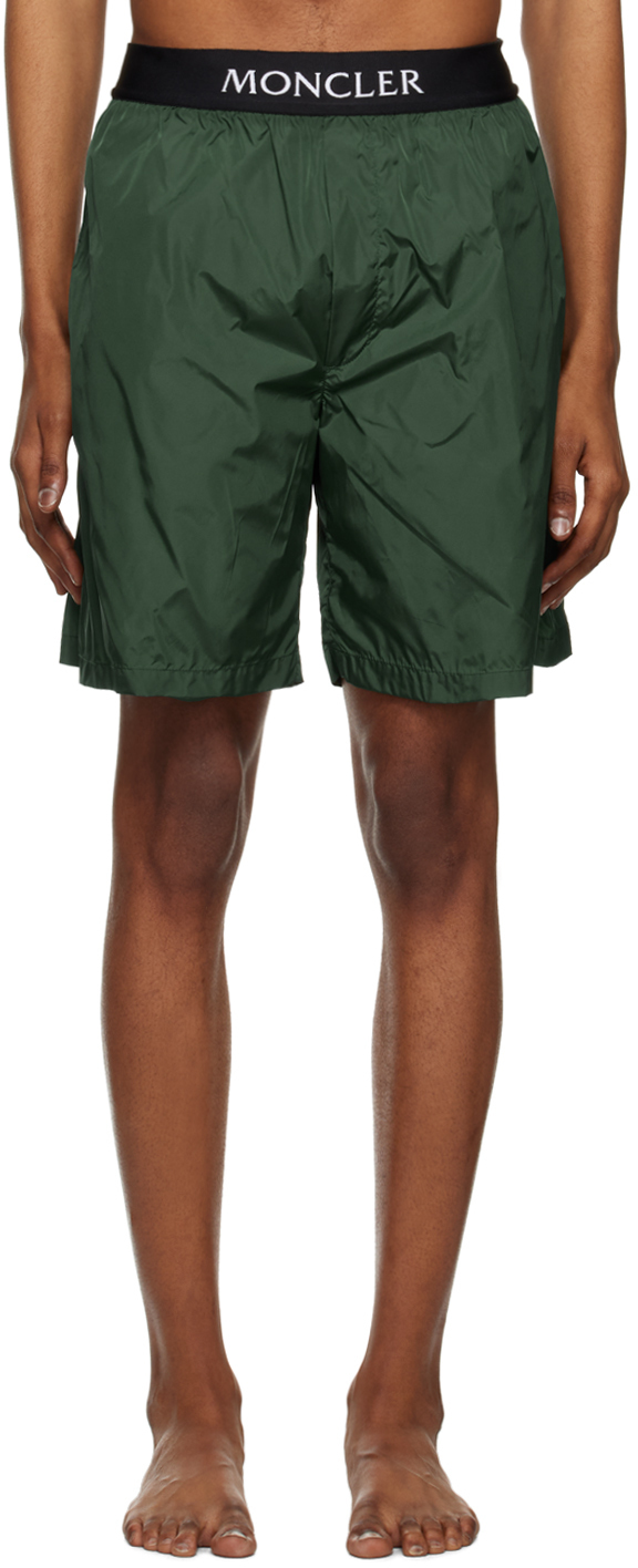 Moncler Green Three-Pocket Swim Shorts Moncler