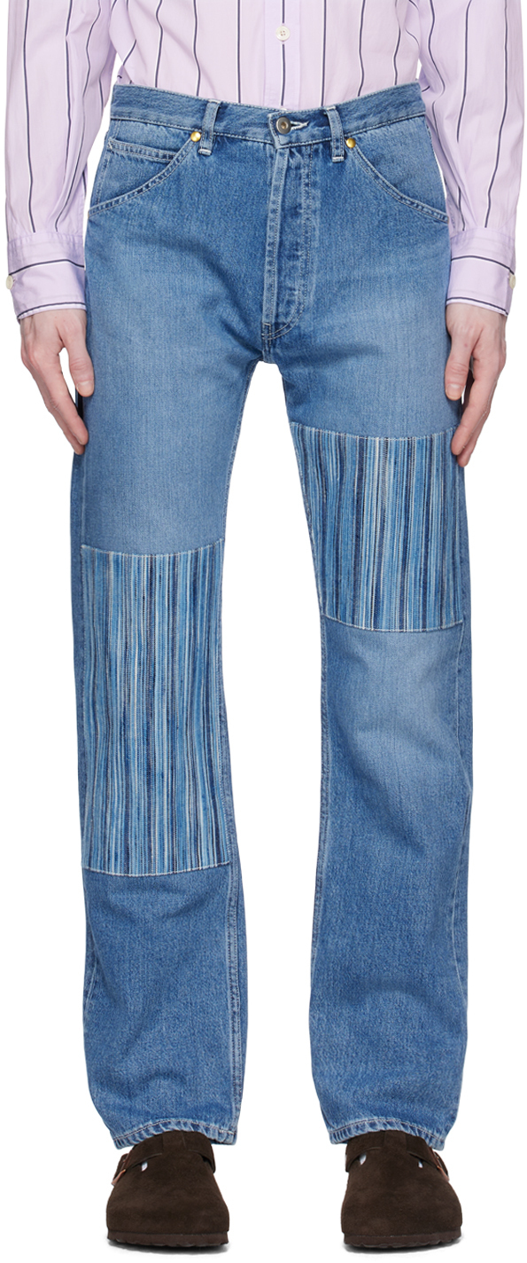 HAULIER Blue Patchwork Jeans