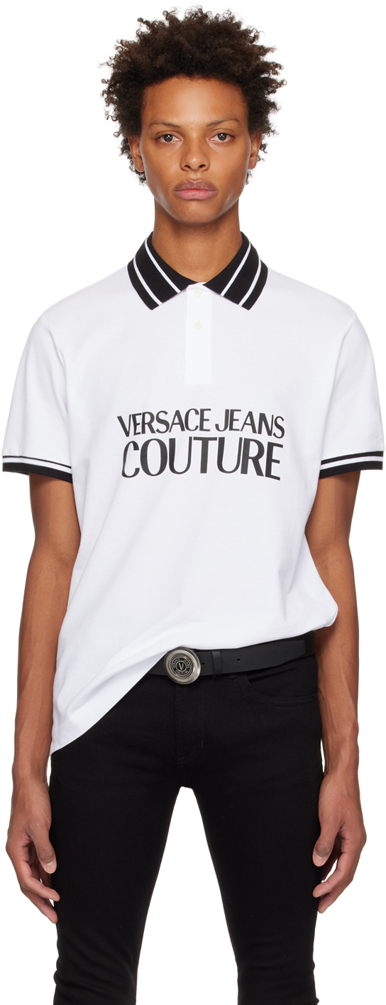 Versace Jeans Couture White Printed Polo Versace