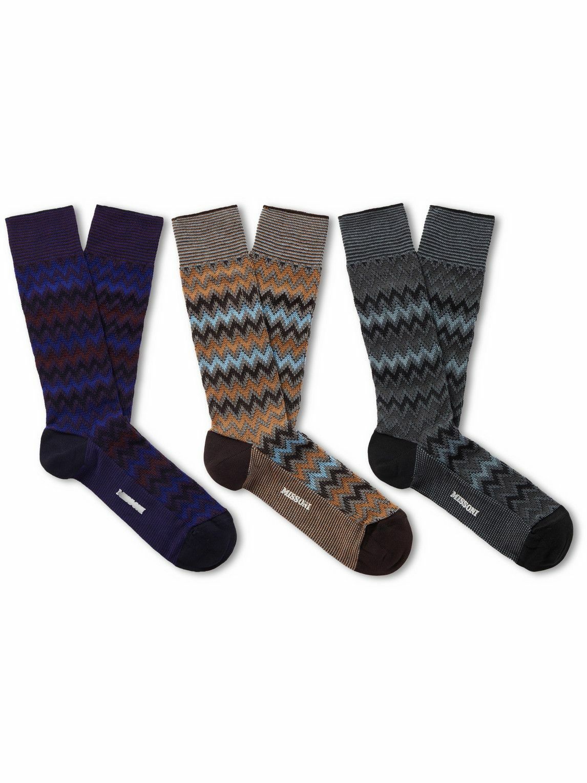 Missoni ThreePack CottonBlend Jacquard Socks Multi Missoni