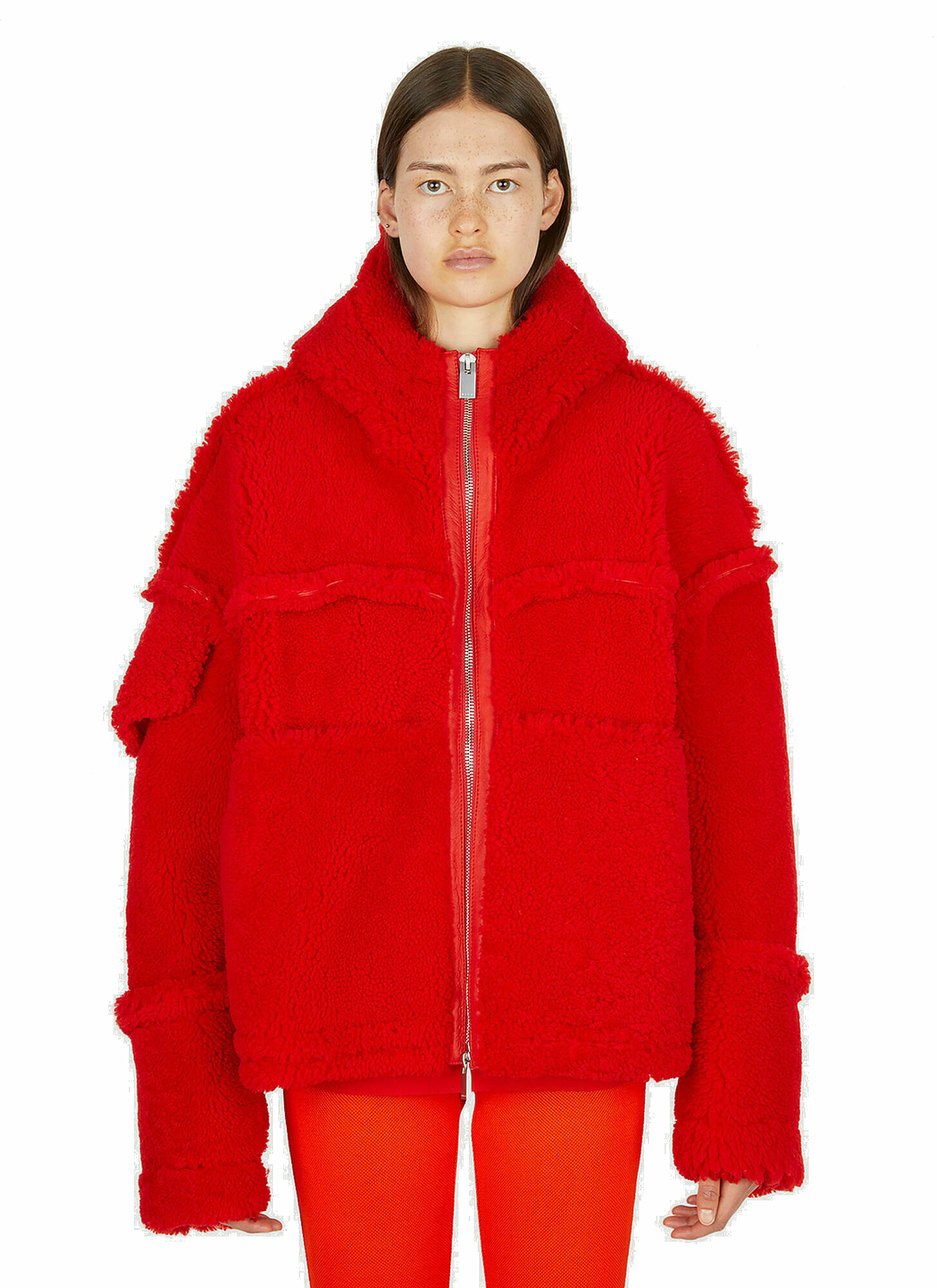 Photo: Oversized Shearling Jacket in Red