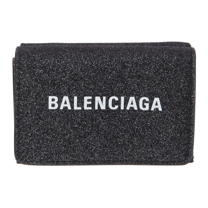 Balenciaga Black Shimmer Mini Everyday Wallet Balenciaga