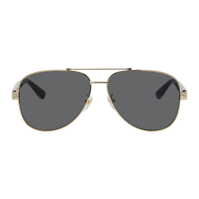 gucci white and gold aviator sunglasses