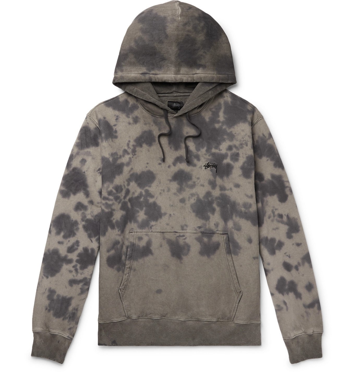 Stüssy - Logo-Embroidered Tie-Dyed Fleece-Back Cotton-Jersey Hoodie ...