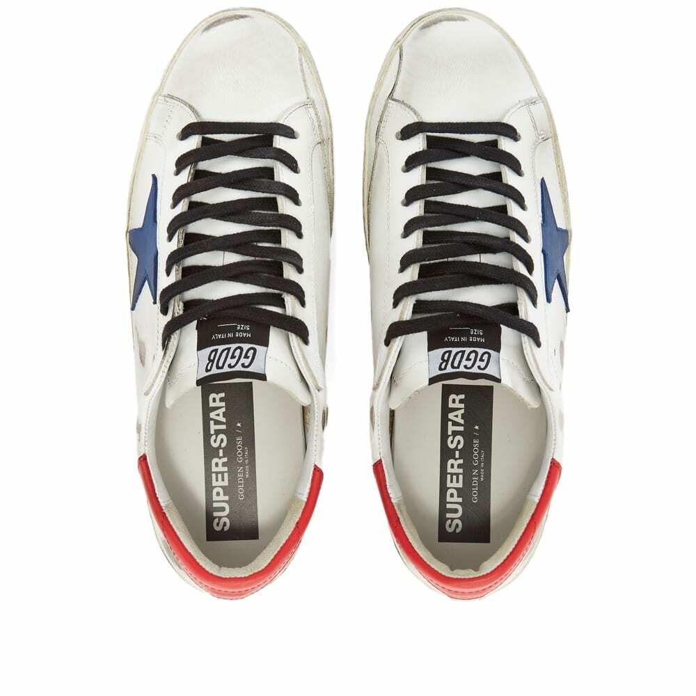 Golden Goose Men's Superstar Leather Sneakers in White/Bluette/Red ...