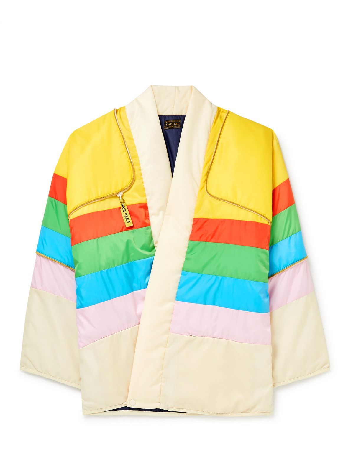 KAPITAL ColourBlock Quilted Shell Bomber Jacket Yellow KAPITAL