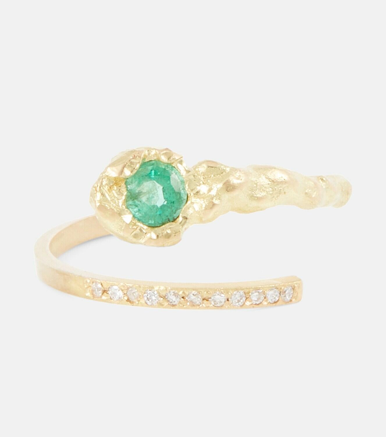 Elhanati - Edith 18kt gold ring with diamonds and emerald Elhanati