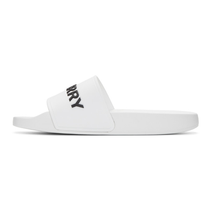 Burberry White Furley Pool Slides Burberry