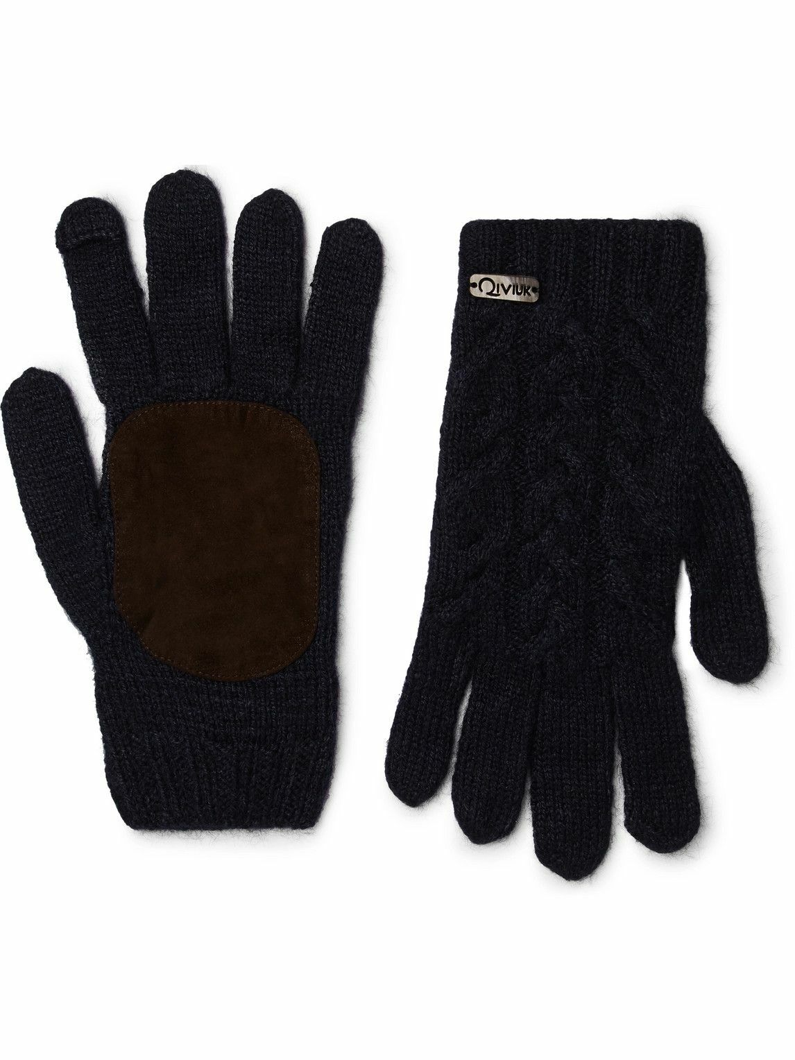 Photo: Anderson & Sheppard - Suede-Panelled Merino Wool-Blend Gloves - Blue