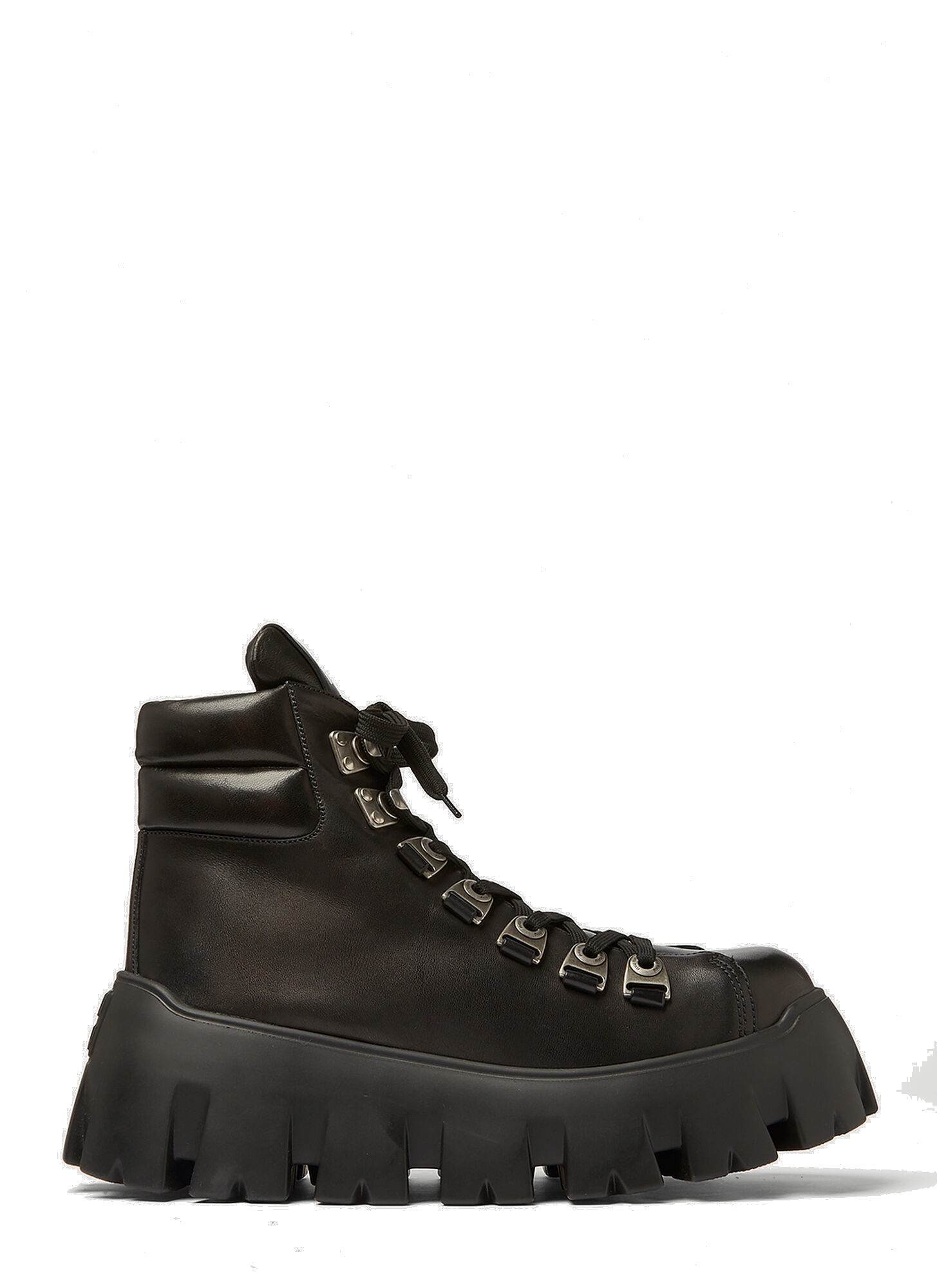 Lace Up Platform Ankle Boots in Black Miu Miu