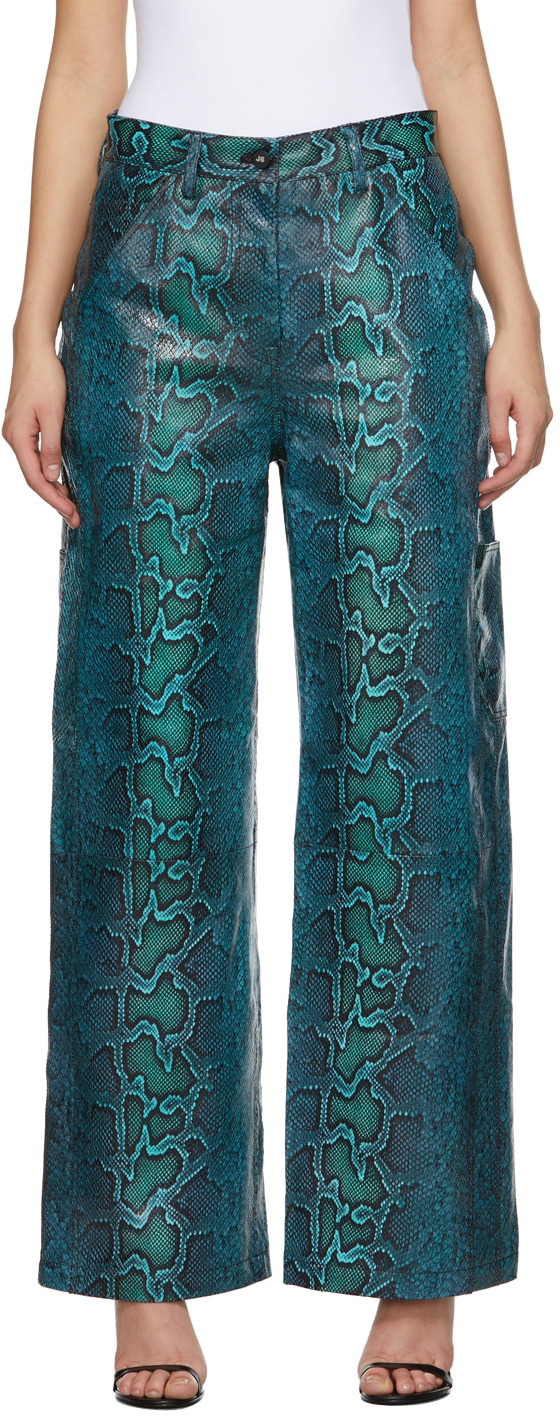 Photo: J6 Blue & Green Python Carpenter Leather Pants