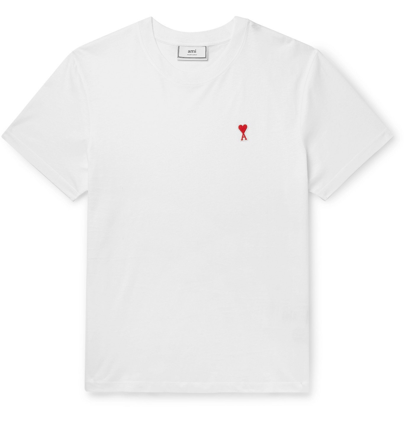 AMI - Logo-Appliquéd Organic Cotton-Jersey T-Shirt - White AMI