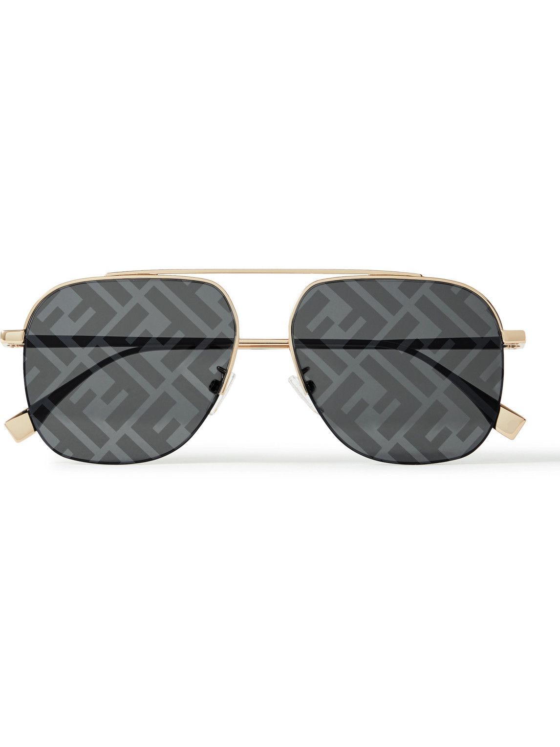 Fendi - Aviator-Style Logo-Print Gold-Tone Sunglasses Fendi