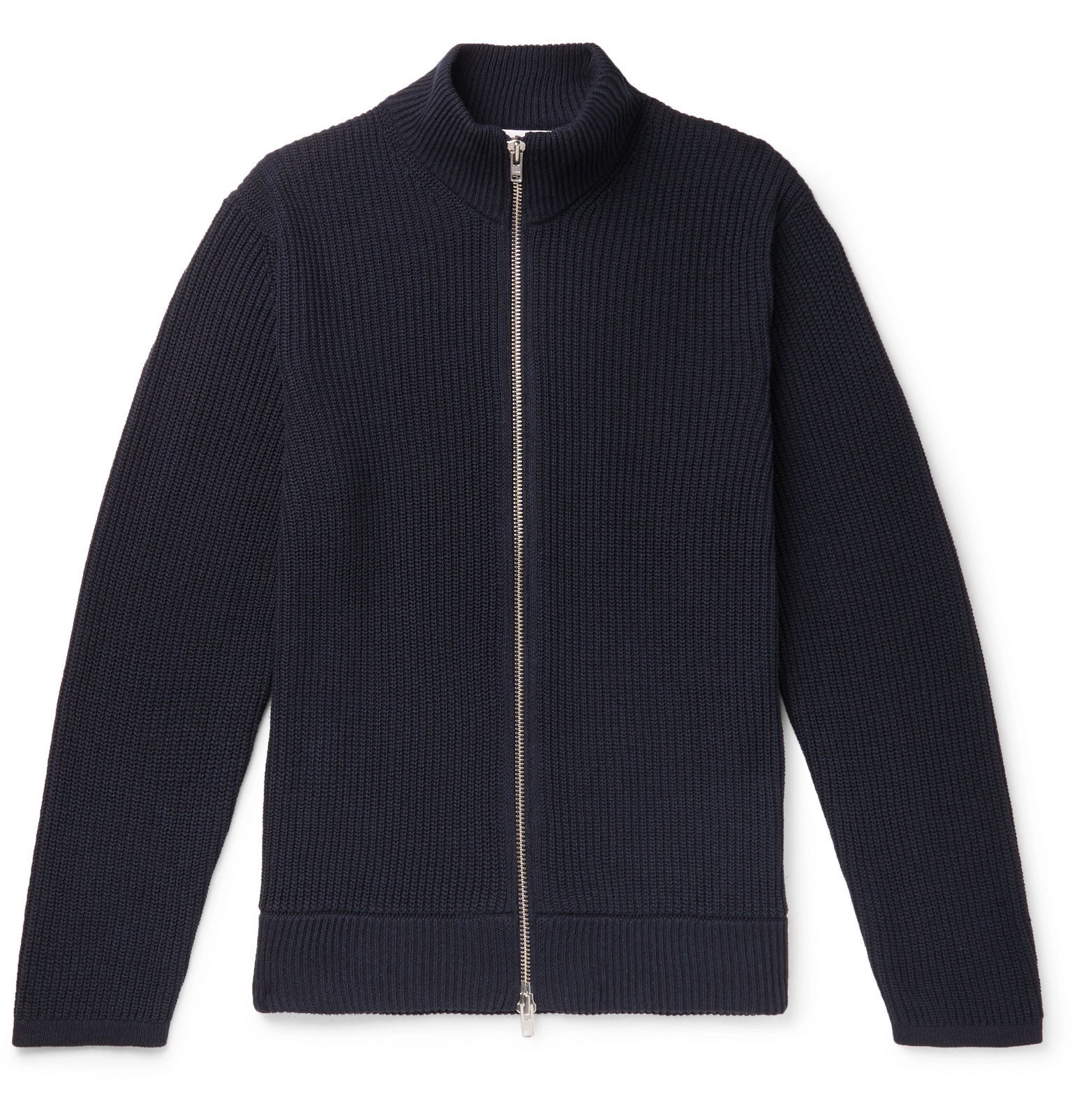 NN07 - Piet Slim-Fit Ribbed Cotton-Blend Zip-Up Sweater - Blue NN07
