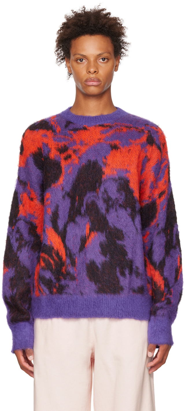 MSGM Red & Purple Acid Marble Drill Sweater MSGM