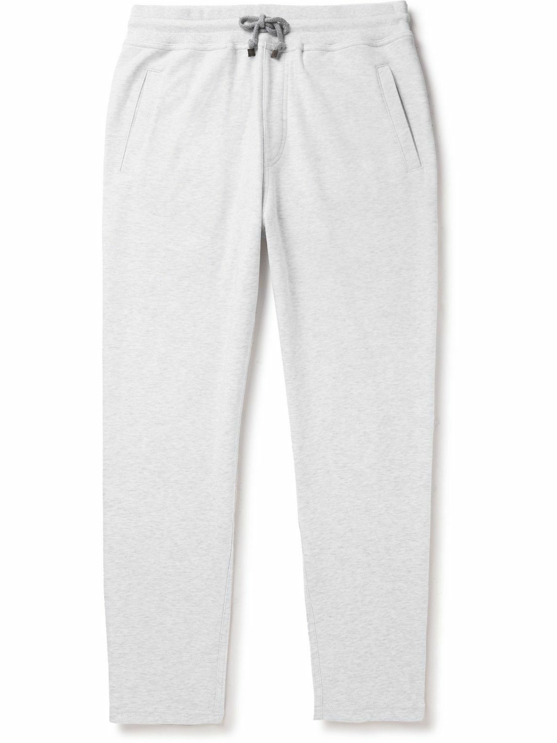 Brunello Cucinelli - Straight-Leg Cotton-Blend Jersey Sweatpants - Gray ...