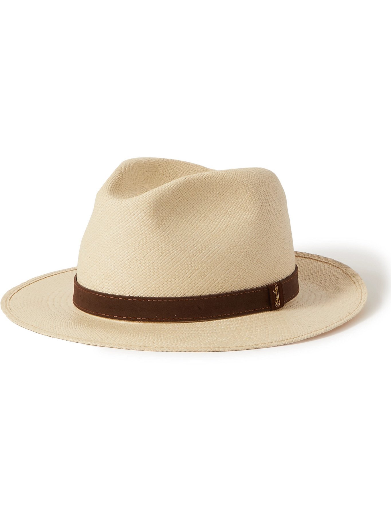 BORSALINO - Suede-Trimmed Straw Panama Hat - Neutrals Borsalino