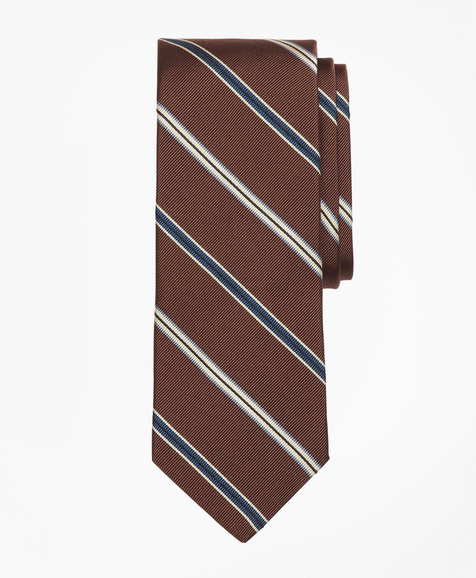 Brooks Brothers Men's Alternating Split Stripe Tie | Brown