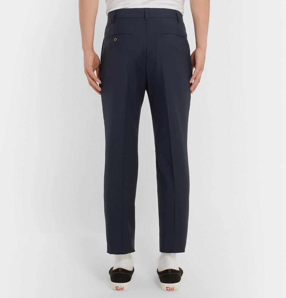 Wacko Maria - Slim-Fit Pleated Wool Trousers - Men - Navy Wacko Maria