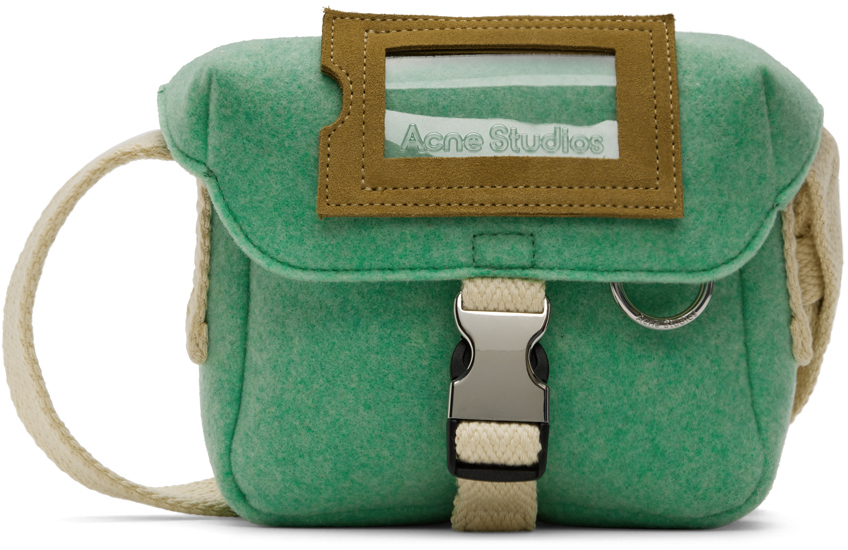 Acne Studios Green Felted Mini Messenger Bag Acne Studios