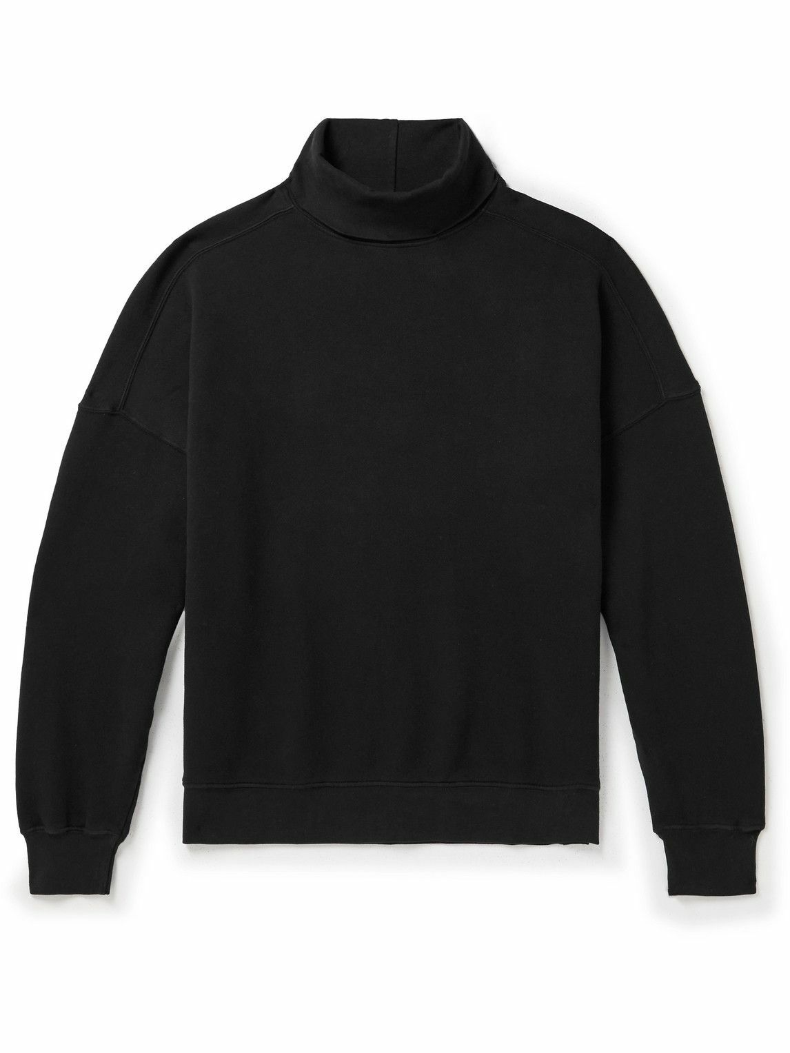 Photo: Monitaly - Super Russell Fleece-Back Cotton-Jersey Turtleneck Sweatshirt - Black