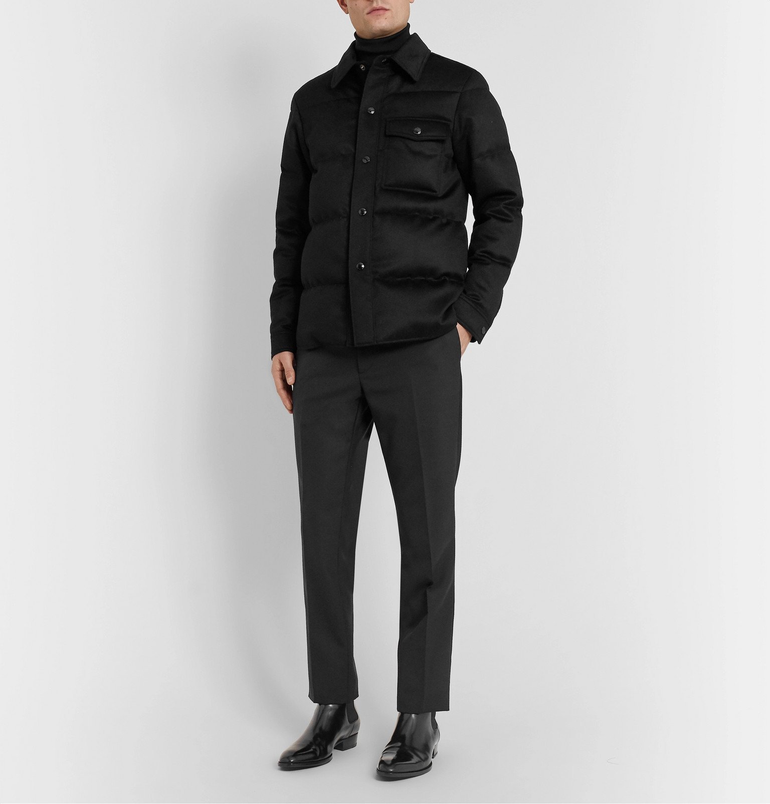 TOM FORD - Slim-Fit Quilted Cashmere Jacket - Black TOM FORD