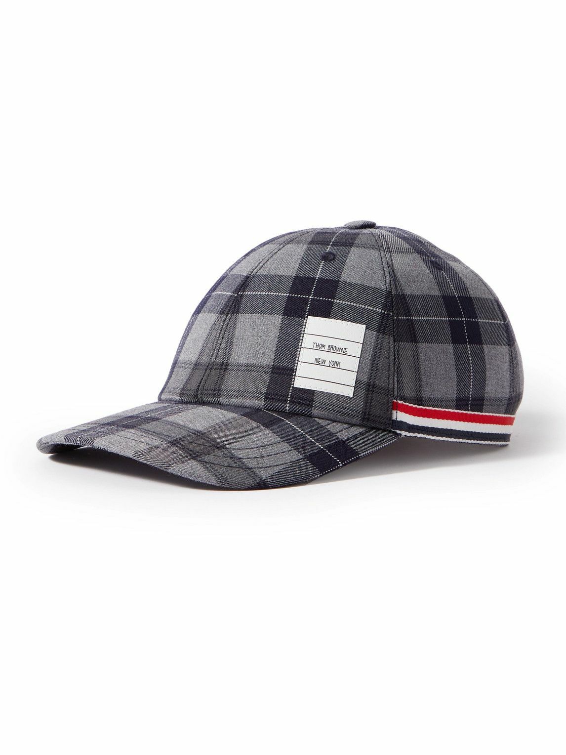 Photo: Thom Browne - Shell-Trimmed Checked Wool-Blend Twill Baseball Cap - Gray