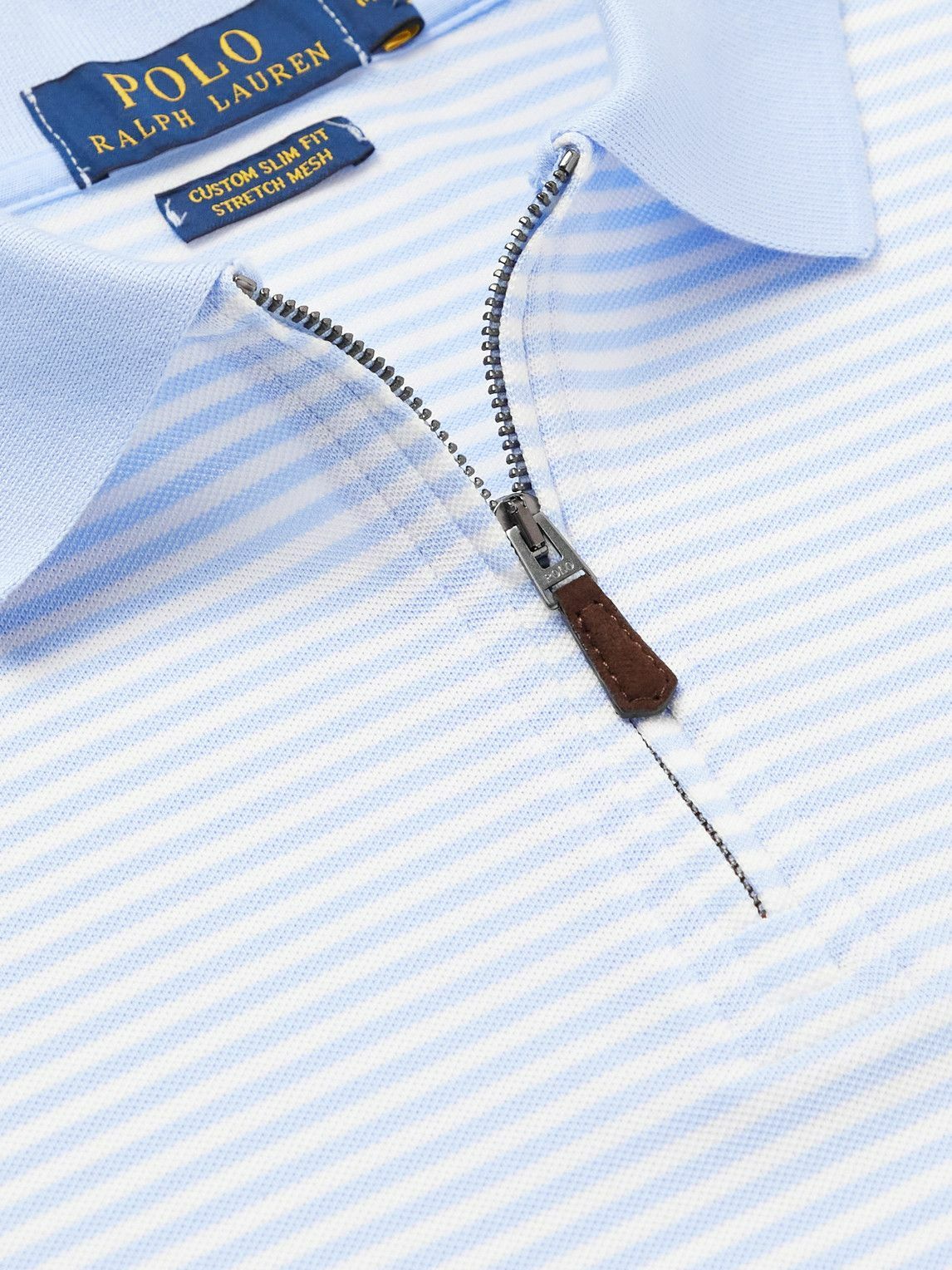 Polo Ralph Lauren - Slim-Fit Striped Cotton-Piqué Half-Zip Polo Shirt -  Blue Polo Ralph Lauren