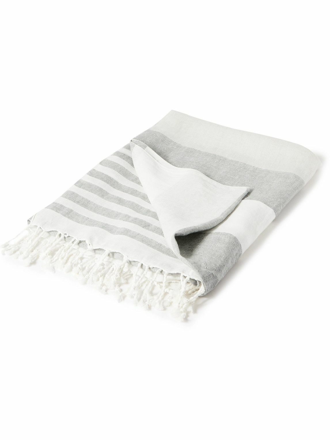 Brunello Cucinelli Fringed Striped Linen Throw Brunello Cucinelli
