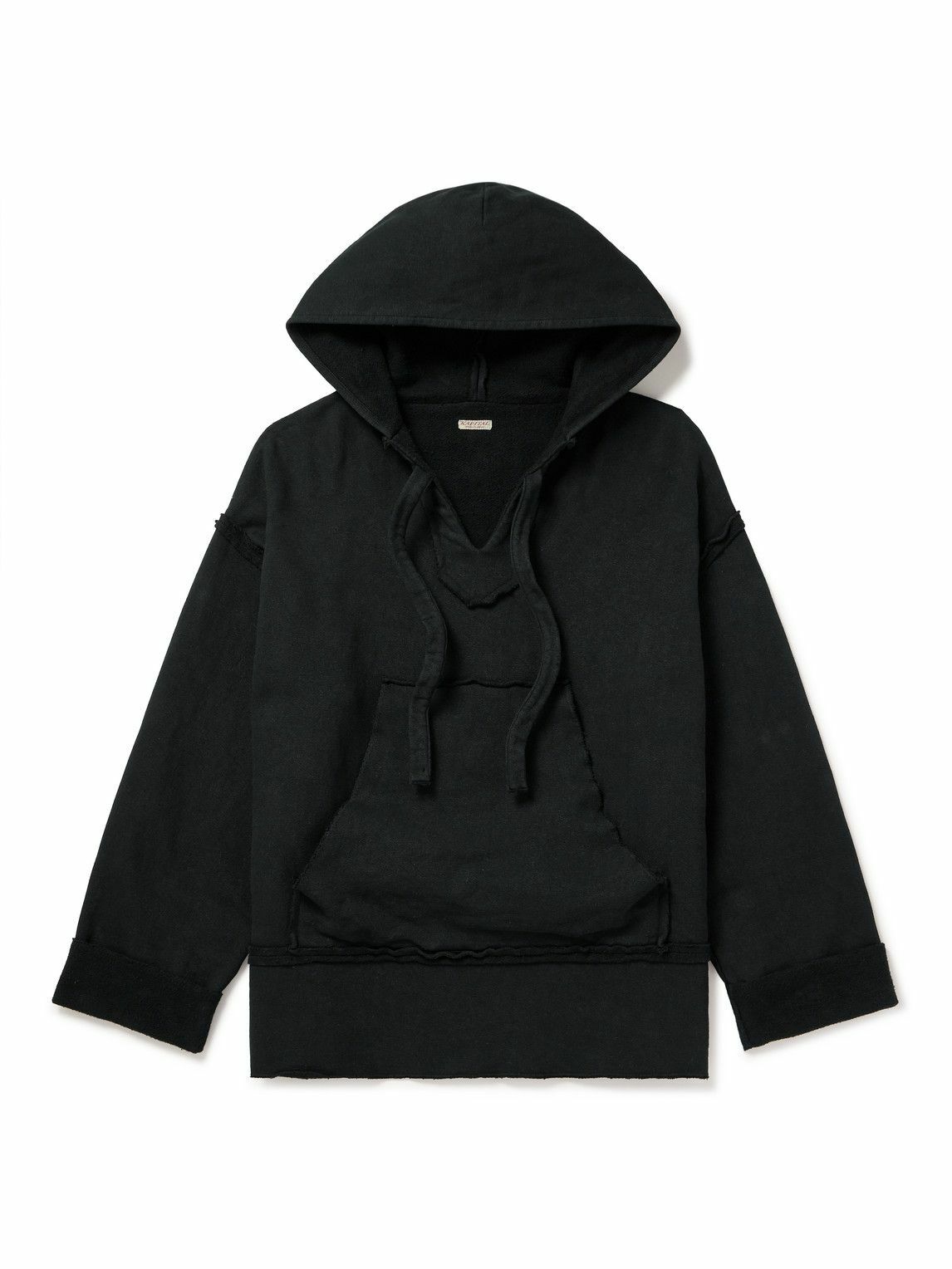 KAPITAL Oversized Distressed CottonJersey Hoodie Black KAPITAL